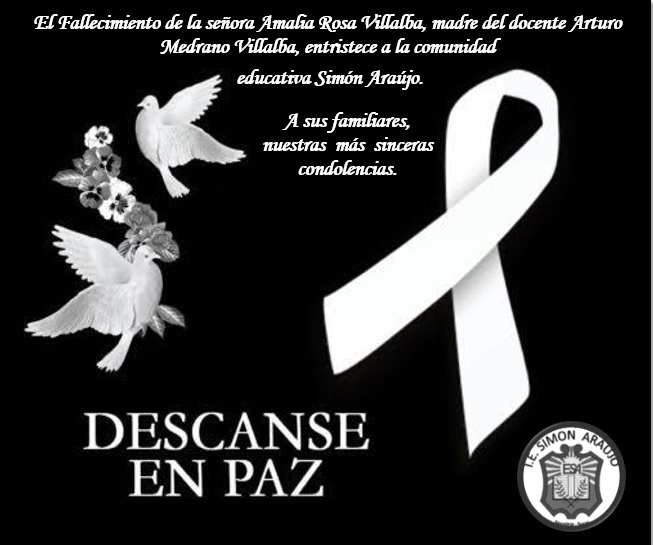 Fallecimiento de la señora Amalia Rosa Villalba, madre del docente Arturo Medrano Villalba
